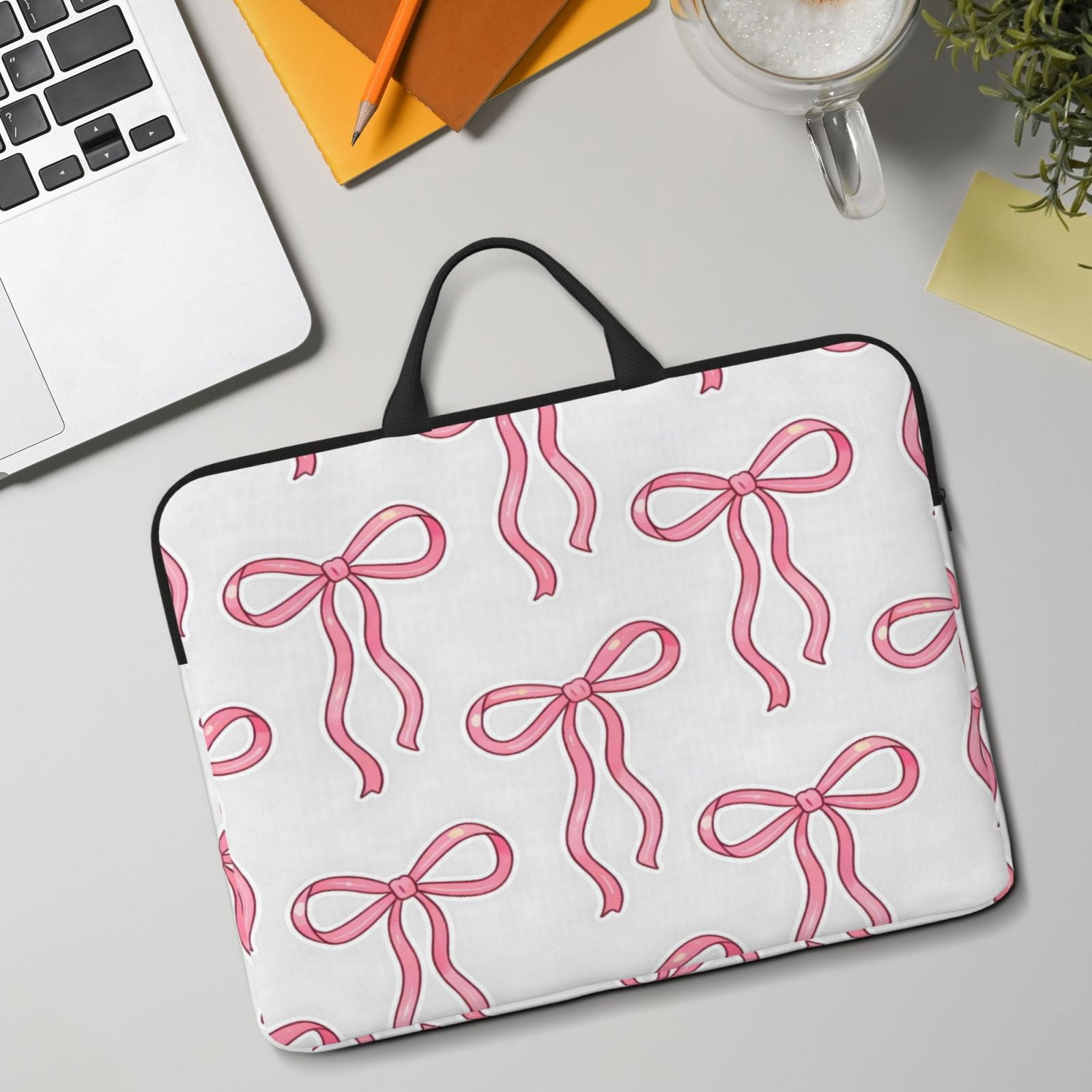 Laptop Sleeve Bag For Women Men 14inch Waterproof Durable Protective Computer Carrying Cover Handle Laptop Case Bag Pink Bow