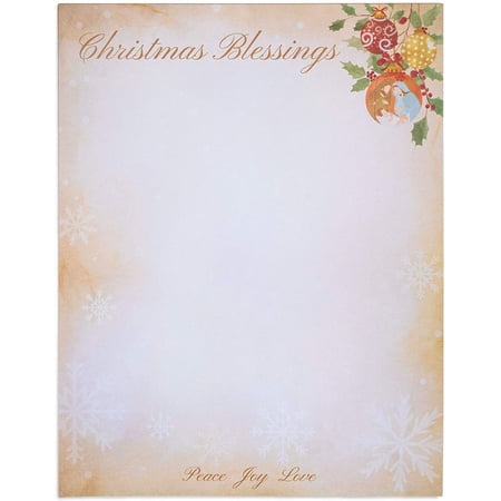Christmas Blessings Letterhead Stationery Printer Paper, Letter Size (96 Sheets)