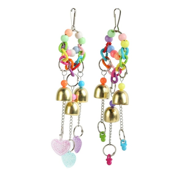 Bird Bells Toy Love Funny Bite Resistance Love Heart and Pacifier Hanging Parrot Bell Toy for Budgie Lovebirds Conures