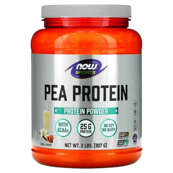 NOW Sports Pea Protein Powder, Vanilla Toffee, 24g Protein, 2.0lb, 32.0oz