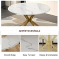 thumbnail image 5 of 47" Luxurious Round Modern Faux Marble Dining Table,White Table with Golden Leg, 5 of 6