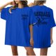 thumbnail image 1 of Camiseta de Cuello Redondo Impresa Delantera Y Trasera de Béisbol de las Mujeres de Verano, Camisetas Cortas Casuales Ligeras para las Mujeres, 1 of 5