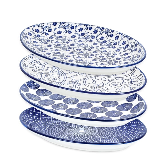 Selamica Serving Platters Ceramic, 12 Inch Serving Dishes for Party Entertaining, Oval Serving Plates for Sandwich, Appetizer, Fruit, Microwave Dishwasher Safe, Set