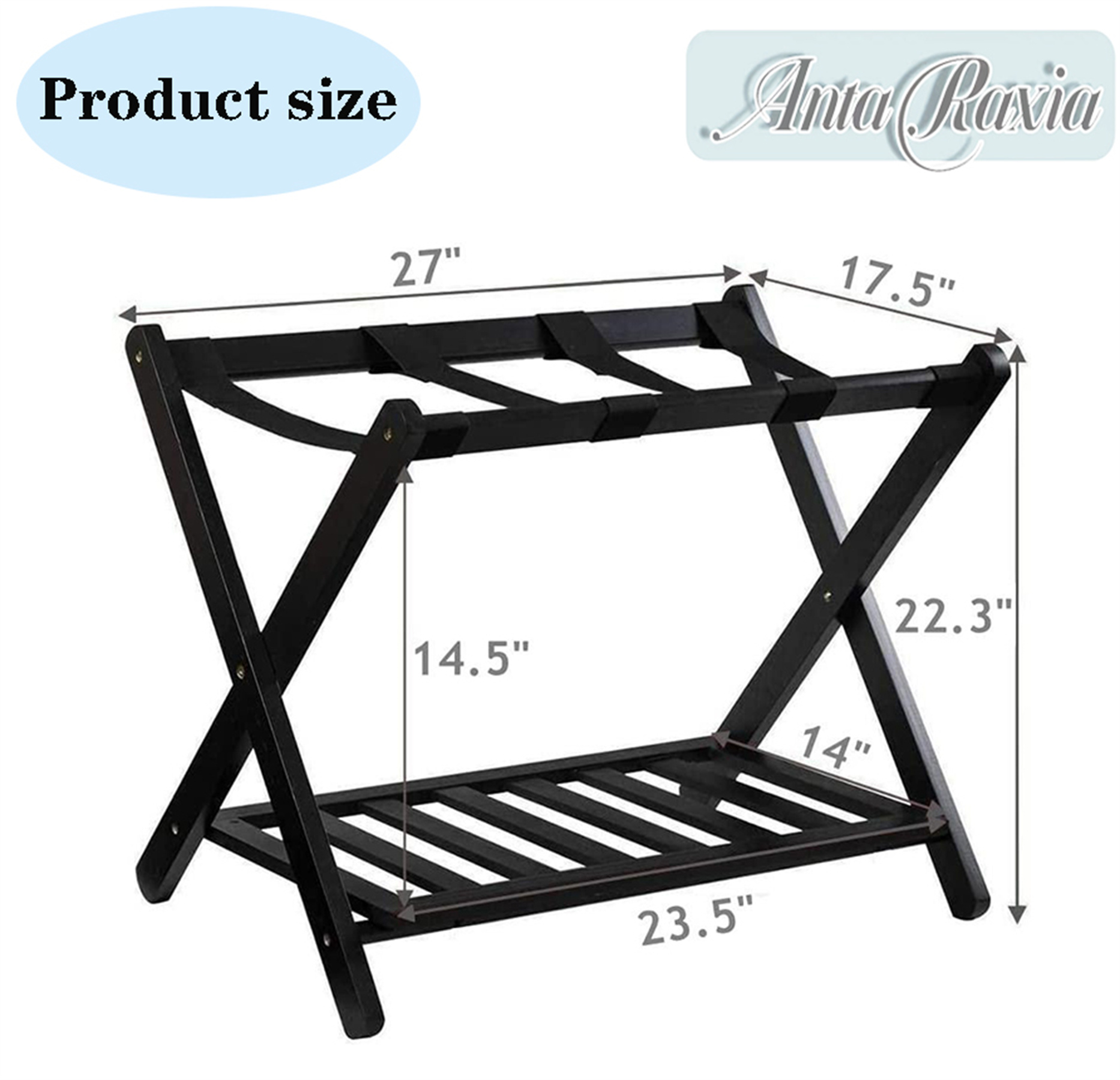 Bamboo Folding Luggage Rack with Shoe Shelf