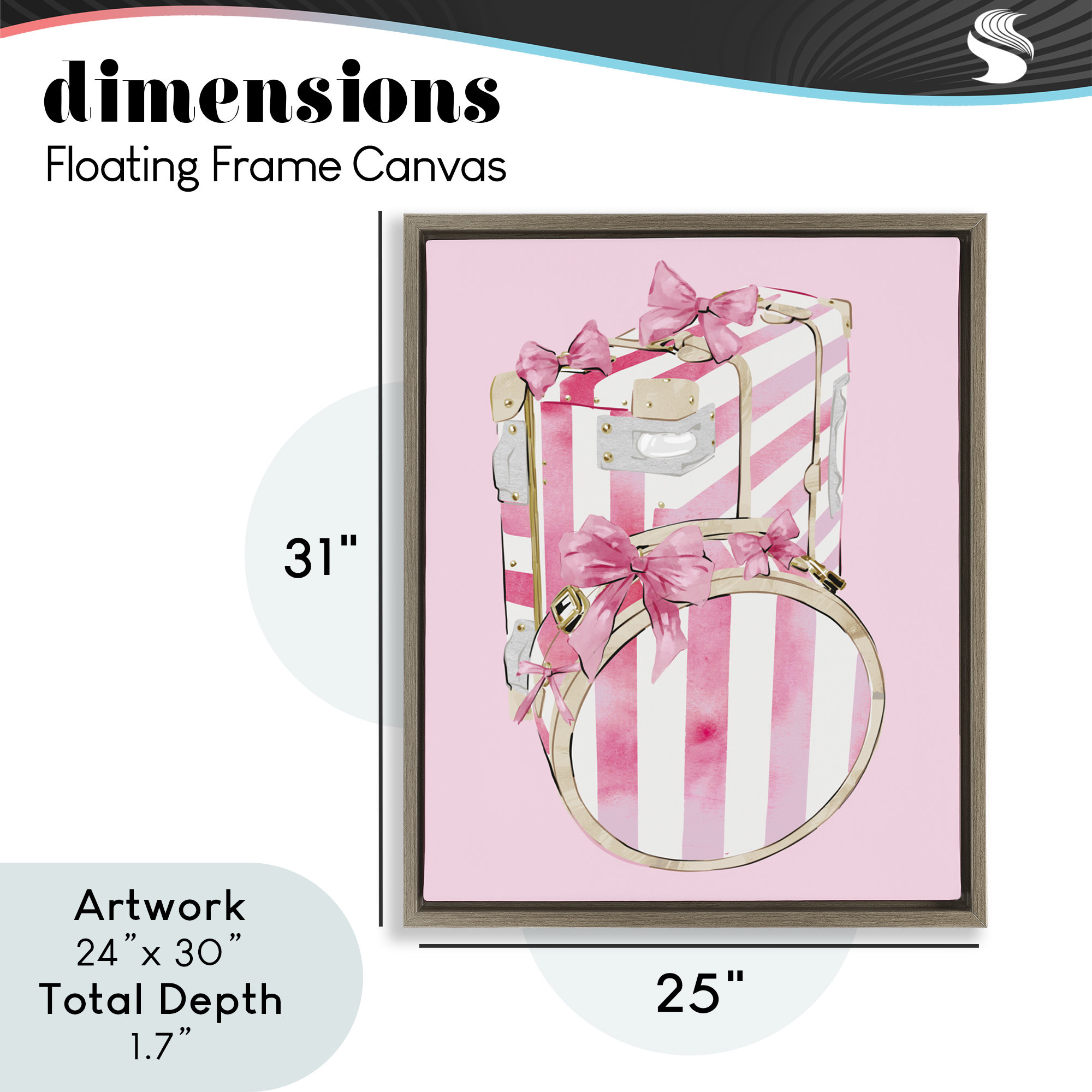 Pastel Stripe Luggage Brown Framed Floater Canvas Wall Art, design by Ziwei Li
