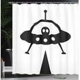 thumbnail image 3 of Ambesonne Alien Shower Curtain, Monochrome Stamp Look Space, 69"Wx75"L, Charcoal Grey and White, 3 of 4