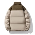 thumbnail image 2 of Men's Puffer Coat No Hood Heavyweight Thick Cotton Down Zipper Jacket with Pockets Winter Warm Snow Outerwear (L, Coffee), 2 of 4