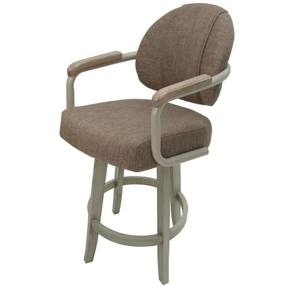 Swivel Counter 26" Bar Stool - M-79 Metal Beige Wood Frame