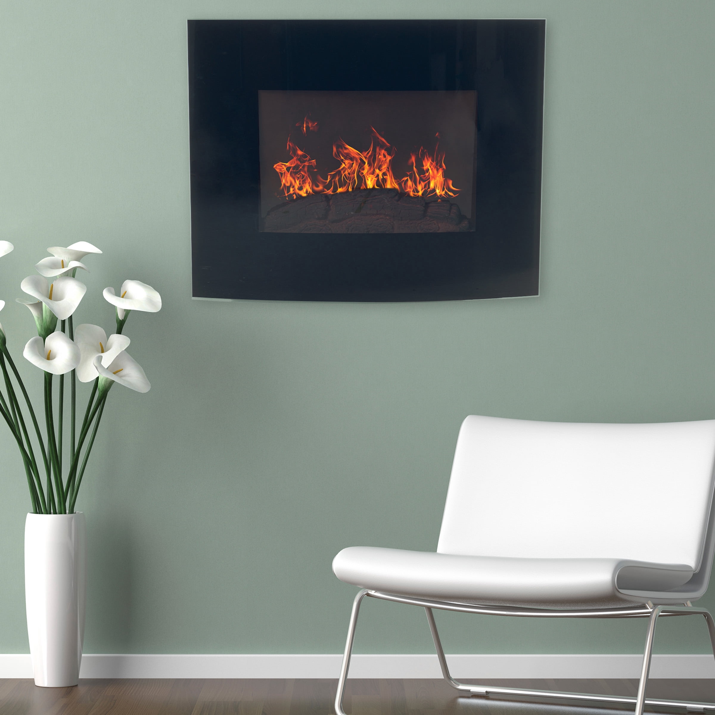 Northwest Wall-Mount Electric Fireplace Heater with Remote Control (Black)