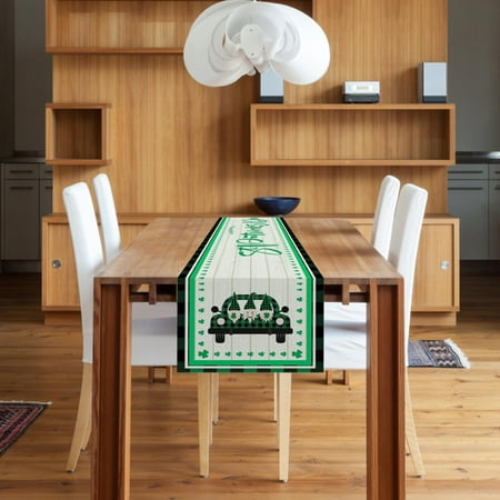 

Hxoliqit St. Patricks s Day Table Flag Linen Truck Gnome Table Runner Simple And Generous Grease Resistants Home Decoration Table Flag Holiday Decor