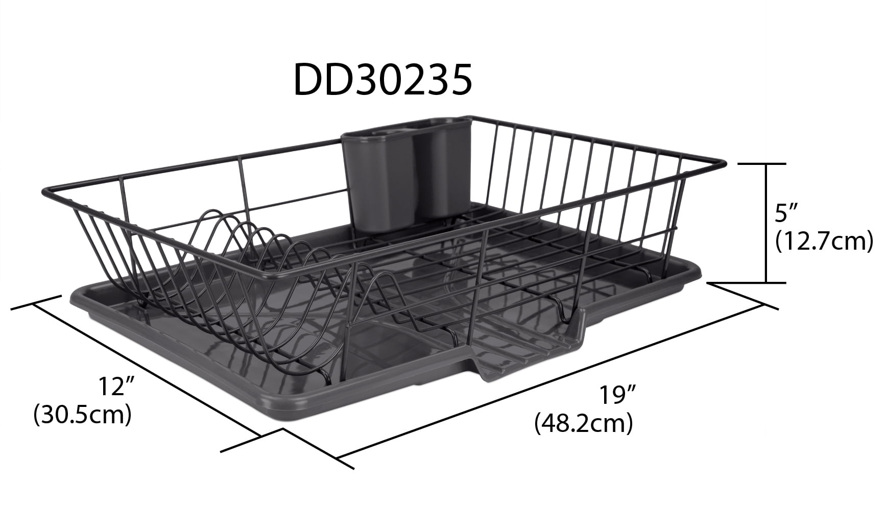 Home Basics 12.75-in W x 20.25-in L x 5-in H Steel Dish Rack and Drip Tray  at