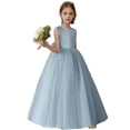 thumbnail image 7 of Girls' Formal Dress Solid Sleeveless Long Princess Dress Flower Girl Wedding Birthday Dress Blue 14 Y-15 Y, 7 of 7