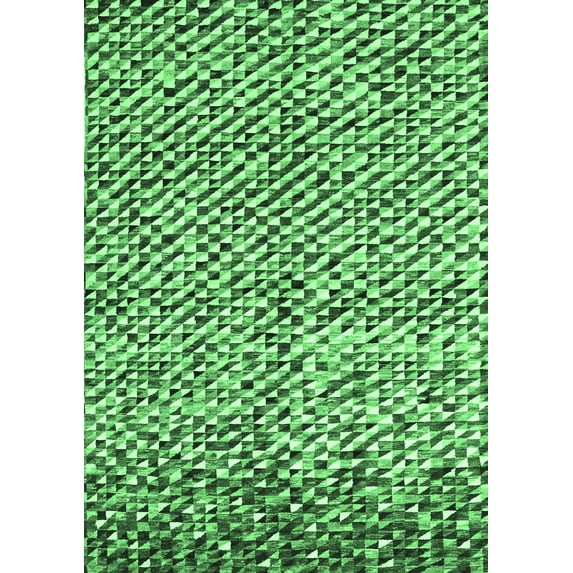 Ahgly Company Indoor Rectangle Abstract Emerald Green Contemporary Area Rugs, 2' x 3'
