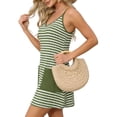thumbnail image 6 of Dvprdro Womens Summer Striped Contrast Spaghetti Strap Pockets Loose A Line Mini Dress Casual Beach, 6 of 7
