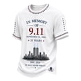 thumbnail image 2 of 9/11 25th Anniversary T-Shirt, Never Forget 911 Graphic Short Sleeve Crew Neck Shirt,Salute to Firefighters American Patriotic 25th White Memorial Tee, Vermilion XXL, 2 of 4