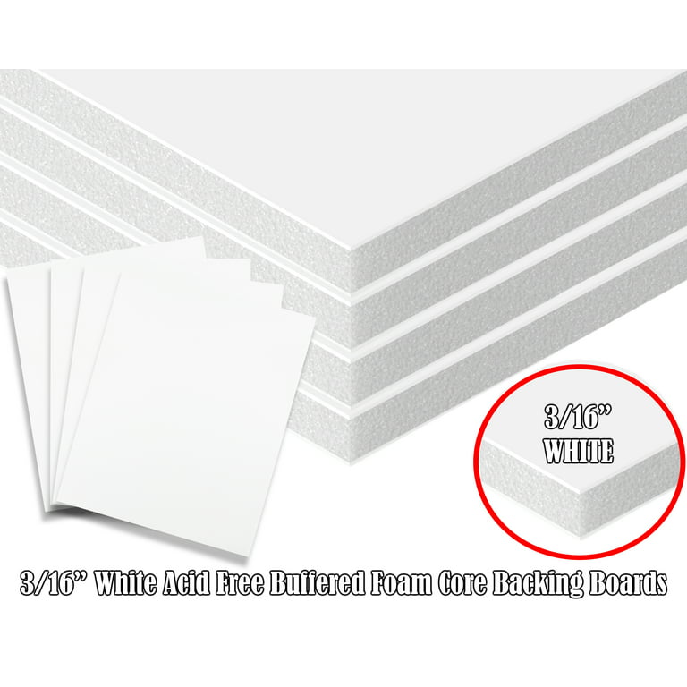 Foam Core Backing Board 3/16 White 11x14- 100 Pack. Many Sizes Available.  Acid Free Buffered Craft Poster Board for Signs, Presentations, School,  Office and Art Projects 