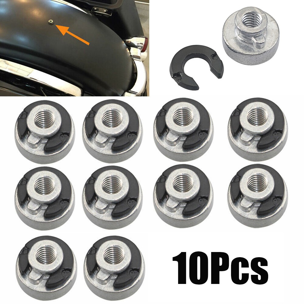 10Pcs Motorcycle Bike Rear Seats Nuts Kit for Harley Sportster Mount