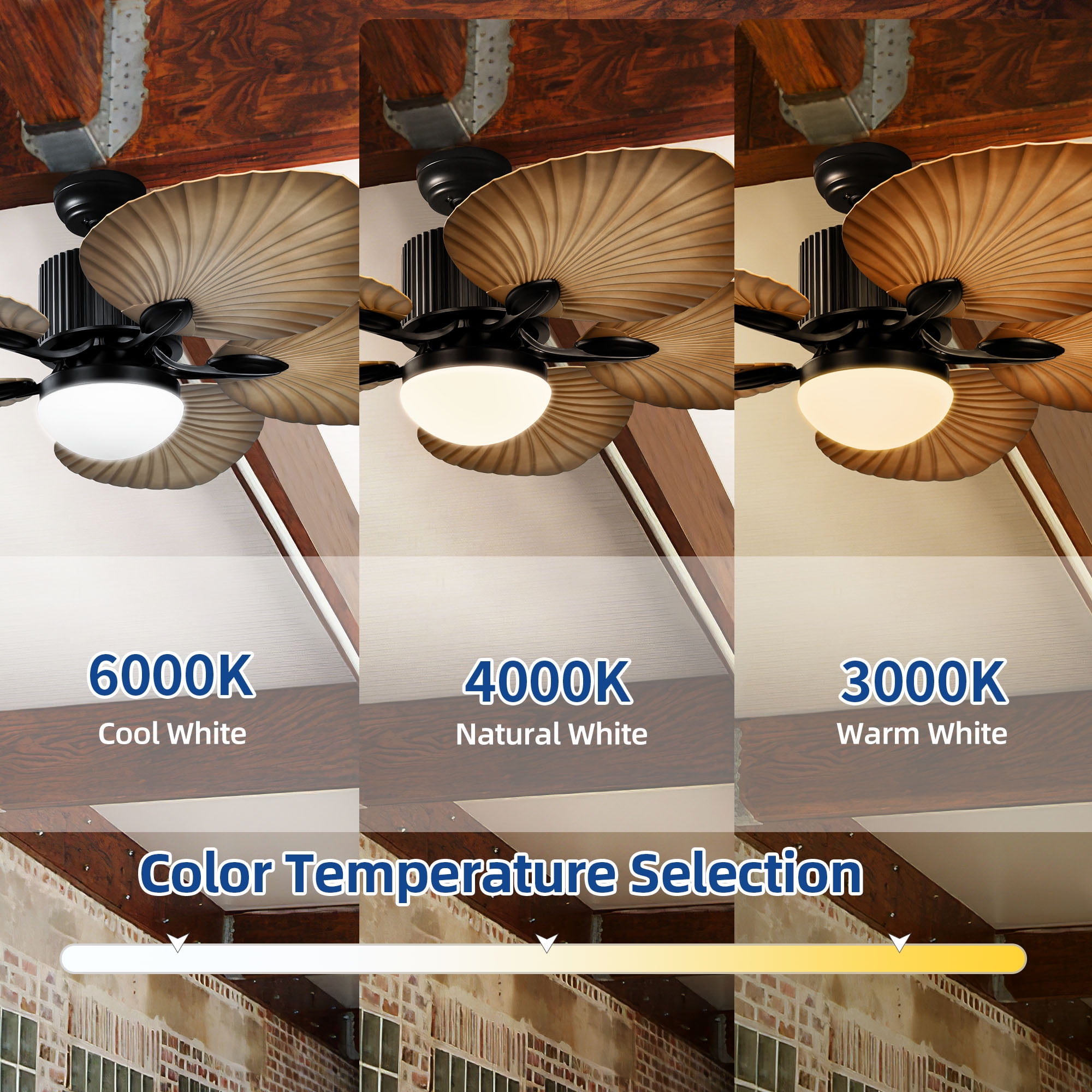 ☆Ree☆ Jushua 52 in.Indoor Gold Ceiling Fan With Dimmable Led Light