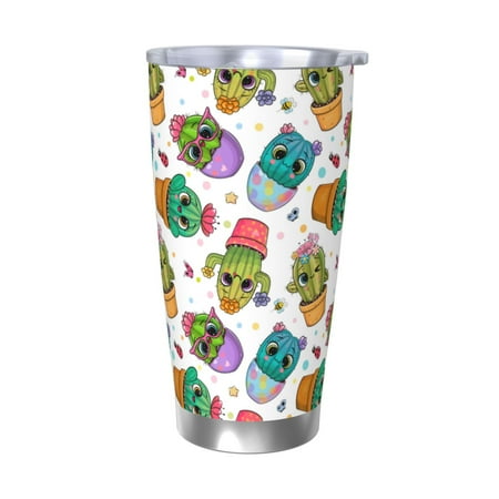 

Salouo Cactus And Insects Print 20oz Tumbler with Lid Stainless Steel Vacuum Insulated Tumbler Durable Insulated Coffee Mug Thermal Cup with Splash Proof Sliding Lid-Without Straw