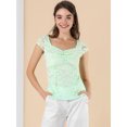 thumbnail image 4 of Blusa de Encaje Frente Fruncido Allegra K para Mujeres Menta Verde L, 4 of 6