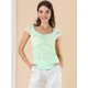 thumbnail image 4 of Blusa de Encaje Frente Fruncido Allegra K para Mujeres Menta Verde L, 4 of 6