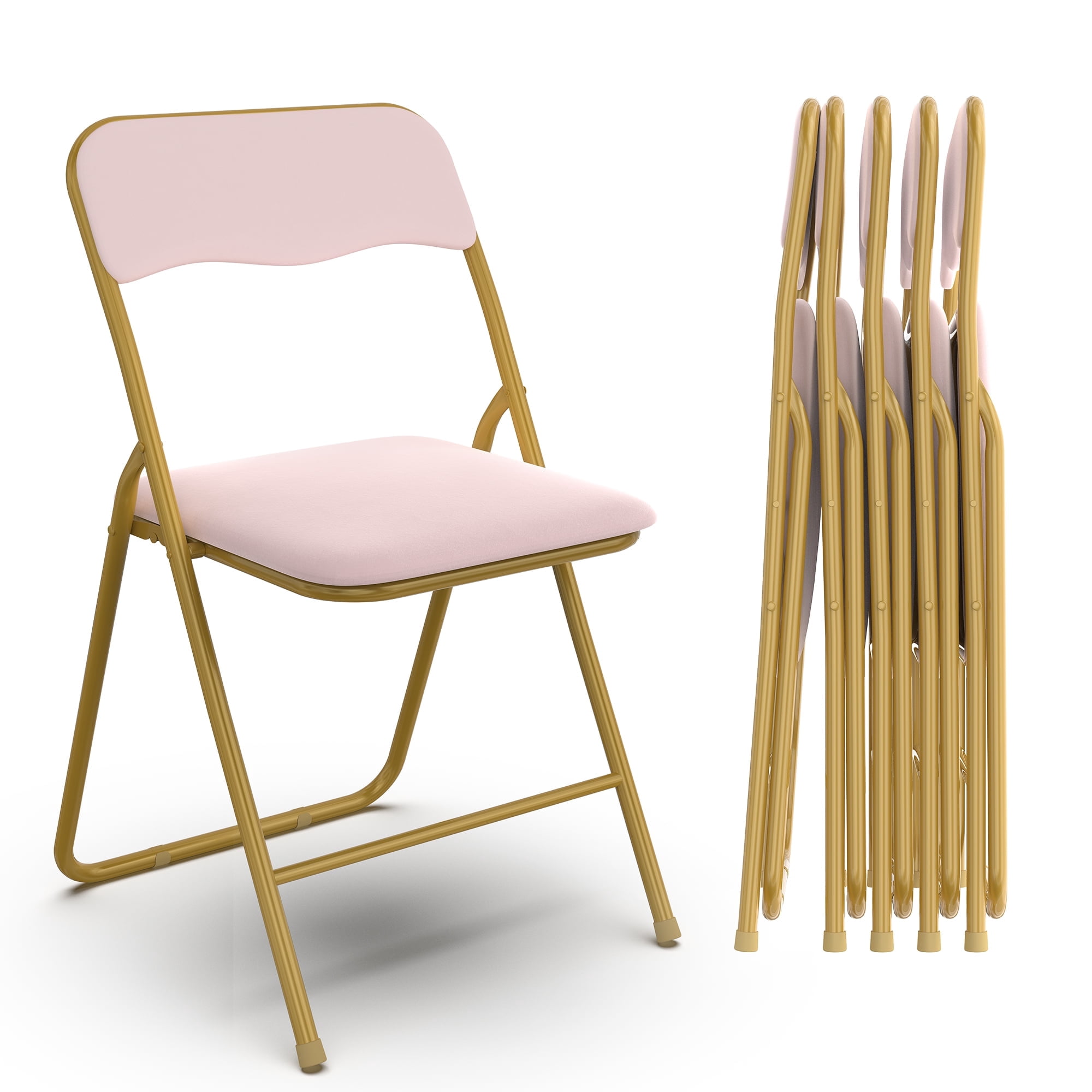 Karl Home Wooden Folding Chairs 2-Pack With Cushion - Portable, 350lb Capacity, No Assembly Needed