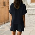 thumbnail image 2 of Women's Summer Casual Double Layer Pleated Short Sleeve Shorts Set, 2 of 2