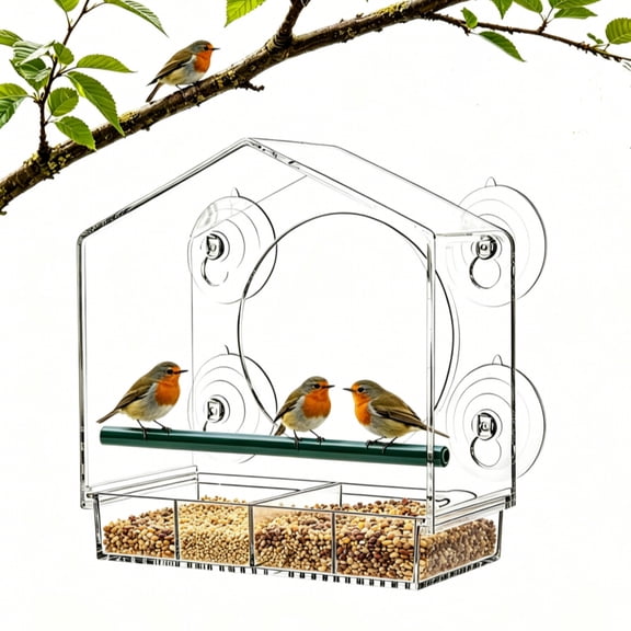 GUCHO Window Bird Feeder with Detachable Suction Cups, Durable Acrylic Wildlife Feeder for Outdoor and Garden Use