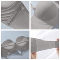 thumbnail image 5 of Gathering Underwear Lace Bra Soft Steel Ring Adjustable Women's Comfort Fit Everyday Sleepwear #Gray,XL, 5 of 7