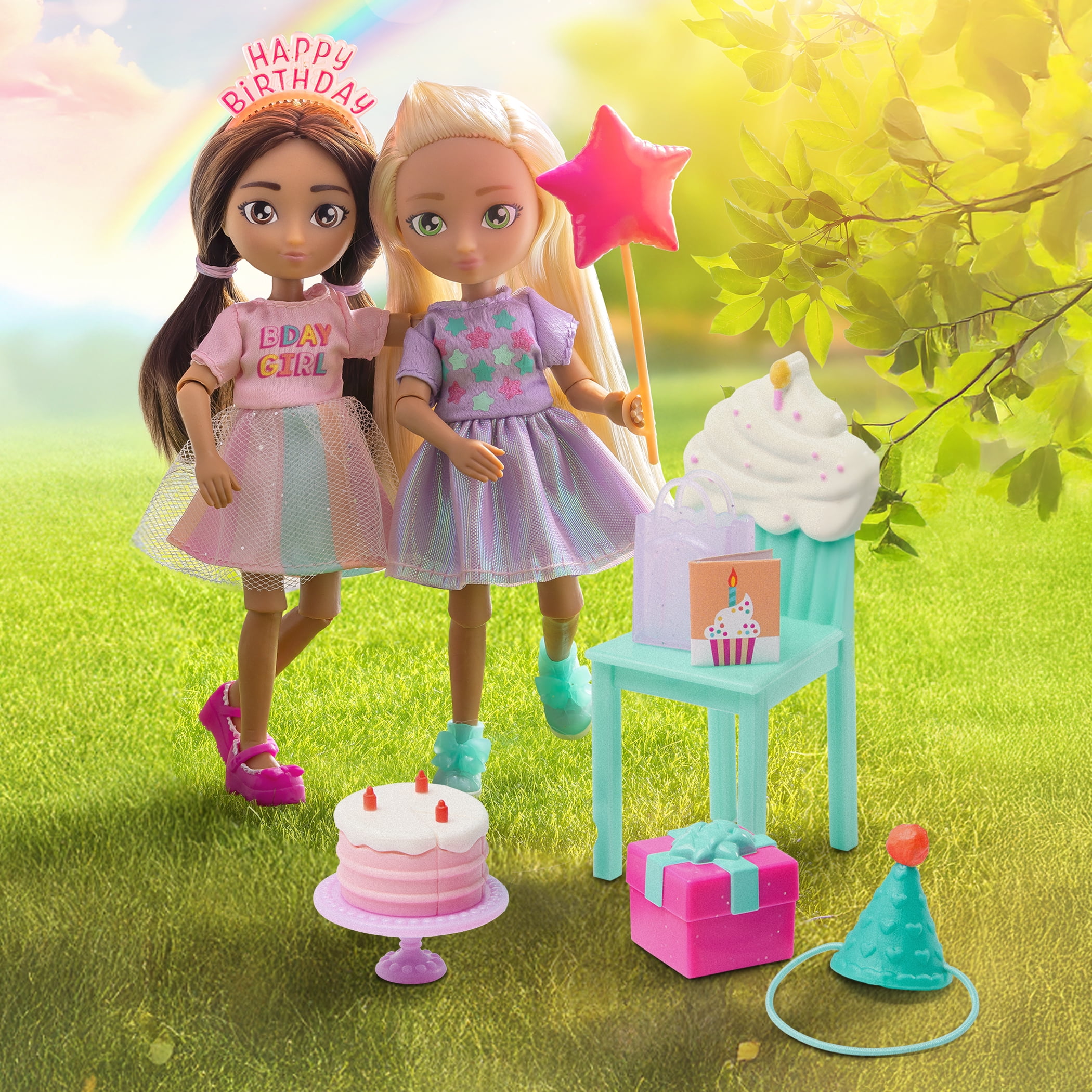 Hey Bestie - Dolls & Accessories- 2 Birthday Party Dolls Emma & Camila - 20 pieces