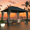 thumbnail image 5 of VEIKOUS 12'x10' Hardtop Gazebo, Outdoor Aluminum Gazebo Pergola w/ Nettings and Curtains for Patio, Yard, Black, 5 of 11
