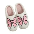 thumbnail image 2 of Xfvqtps Christmas Slippers Fuzzy Slippers for Women Bow Print Sweet Fleece Lining Soft Thick Sole Memory Foam Slip on Non-Slip Comfortable Cozy Warm Winter House Slippers, 2 of 8