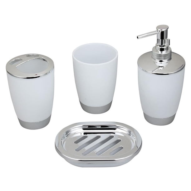 Juego De Accesorios De Baño De 4 Piezas, Materiales De Pp, Regalo De Inauguración De La Casa, Juegos De Decoración De Baño Negros, Incluye Dispensador De Jabón, Soporte Para Cepillo De Dientes, Taza Methold HA026635-02