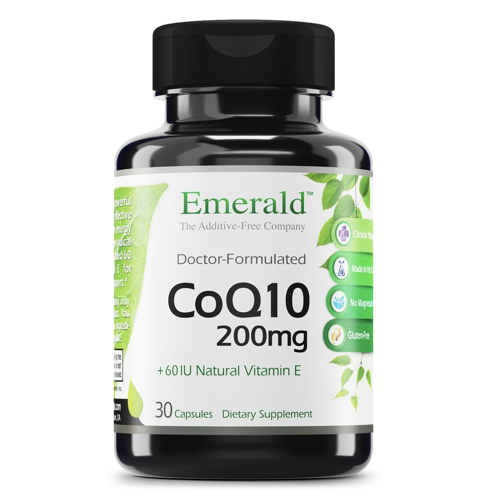 Emerald Labs CoQ10 200 mg with 60 IU Natural Vitamin E for Heart Health Support, Energy
