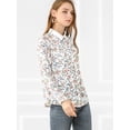 thumbnail image 4 of INSPIRE CHIC Women's Floral Printed Button Down Shirt Contrast Collar Full Placket Long Sleeve Work Top Blouse, 4 of 4