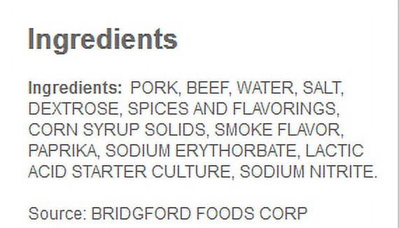 Bridgford Gluten-Free Fully Cooked Original Summer Sausage, 16 oz Pack