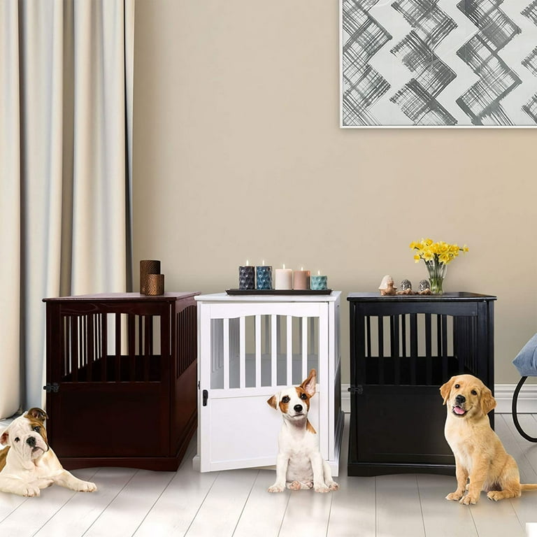 Newport Pet Dog Crate Furniture End Table Brown 24