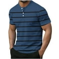 thumbnail image 2 of YFNNUP Mens Summer Shirts Mesh Striped Short Sleeve Shirt Fashion Breathable Golf Tshirt Slim Fit Crewneck Short Sleeve Tee Top Navy XXXL, 2 of 6