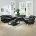 thumbnail image 6 of Aukfa 3 Piece Sofa Set - 61" Wide Upholstered Loveseat Couch for Living Room Bedroom, Leather, Black, 6 of 10