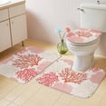 thumbnail image 2 of Red Coastal Bath Mat 3 Piece Bathroom Rug Set, Vintage Coral Ocean Modern Sea Abstract Non Slip Bath Rug Contour Mat and Toilet Lid Cover, Absorbent Shower Mats Soft Bath Rugs and Mats Sets, 2 of 8