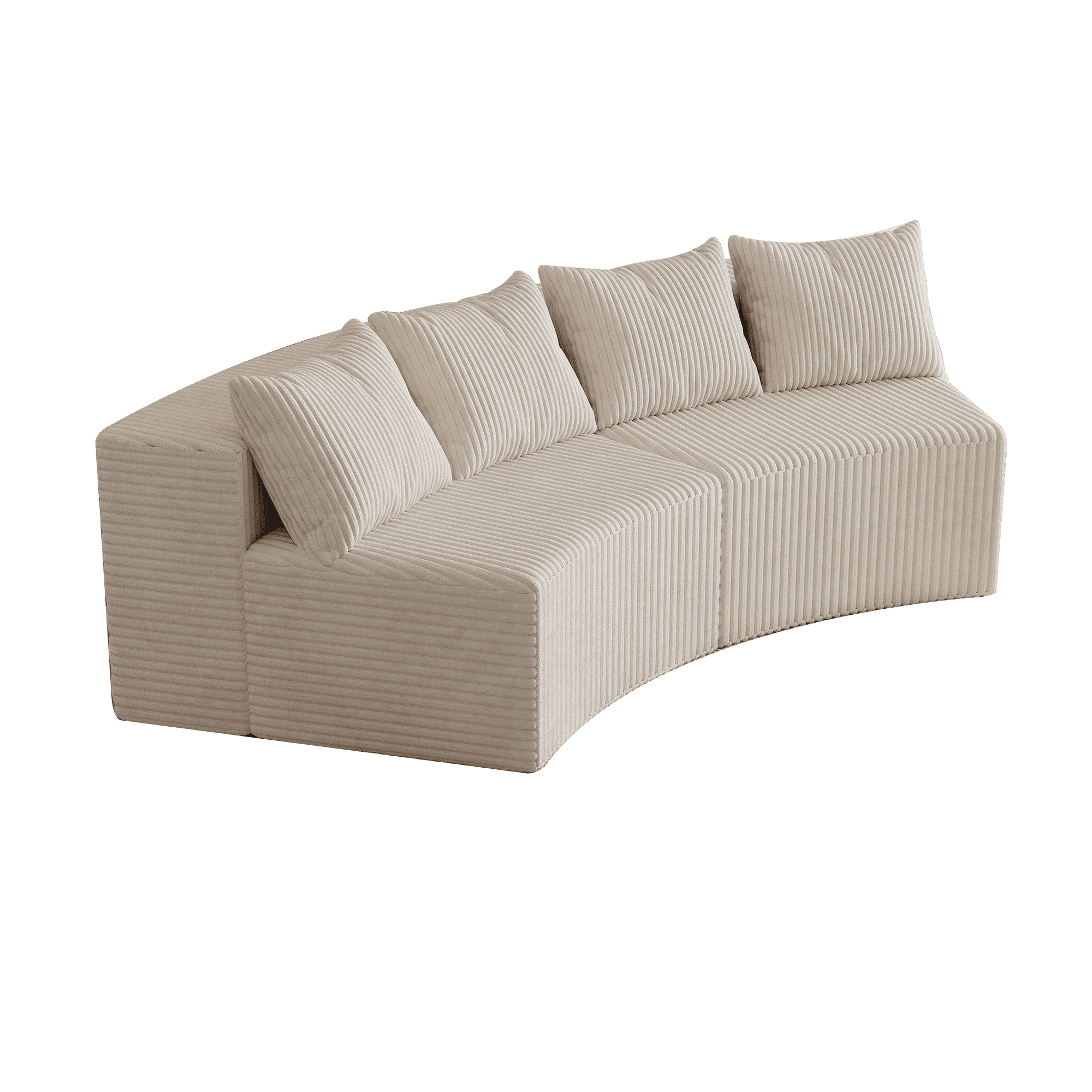 MAYEERTY Corduroy Curved Modular Sectional Sofa with 4 Pillows (2 Modules for Living Room)