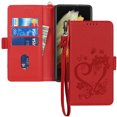 thumbnail image 1 of TECH CIRCLE for Samsung Galaxy S22 Ultra 6.8" Magnetic Clasp Case, PU Leather Flip Wallet Case with Cart Slot Kickstand & Wrist Strap Shockproof Protective Case for S22 Ultra Women Men, Red, 1 of 9