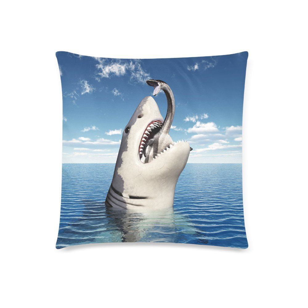 Kids Play Room Decorative Pillow Covers Shark Chewing Bubble Gum Throw Cushion Case