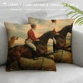 thumbnail image 3 of ONETECH Throw Pillow Cover English Traditional Fox Hunting Country  Home Decor Pillowcase Square Pillow Case Cushion Cover for Sofa Bed, 3 of 5