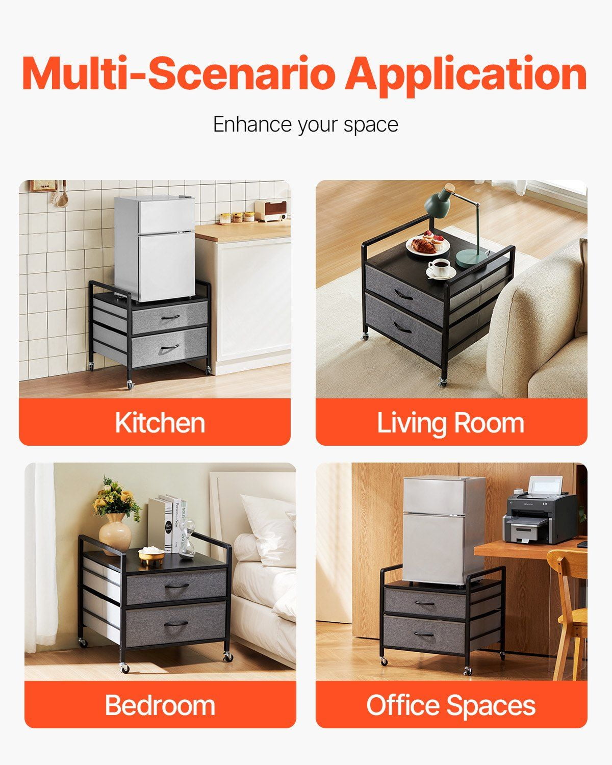 Mini Fridge Stand with Storage 176 lbs Gray Mini Fridge Table 2 Drawers