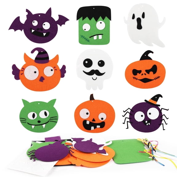 Halloween Craft Set, 9 Pieces Felt Craft Halloween cartoon, Creative Halloween Decoration, Craft Set