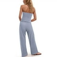 thumbnail image 5 of vigerkar Womens Y2k 2 Piece Outfit Strapless Crop Tube Top and Wide Leg Pant Matching Sets Loungewear Holiday Beach Outfit 2025 Blue, L, 5 of 7