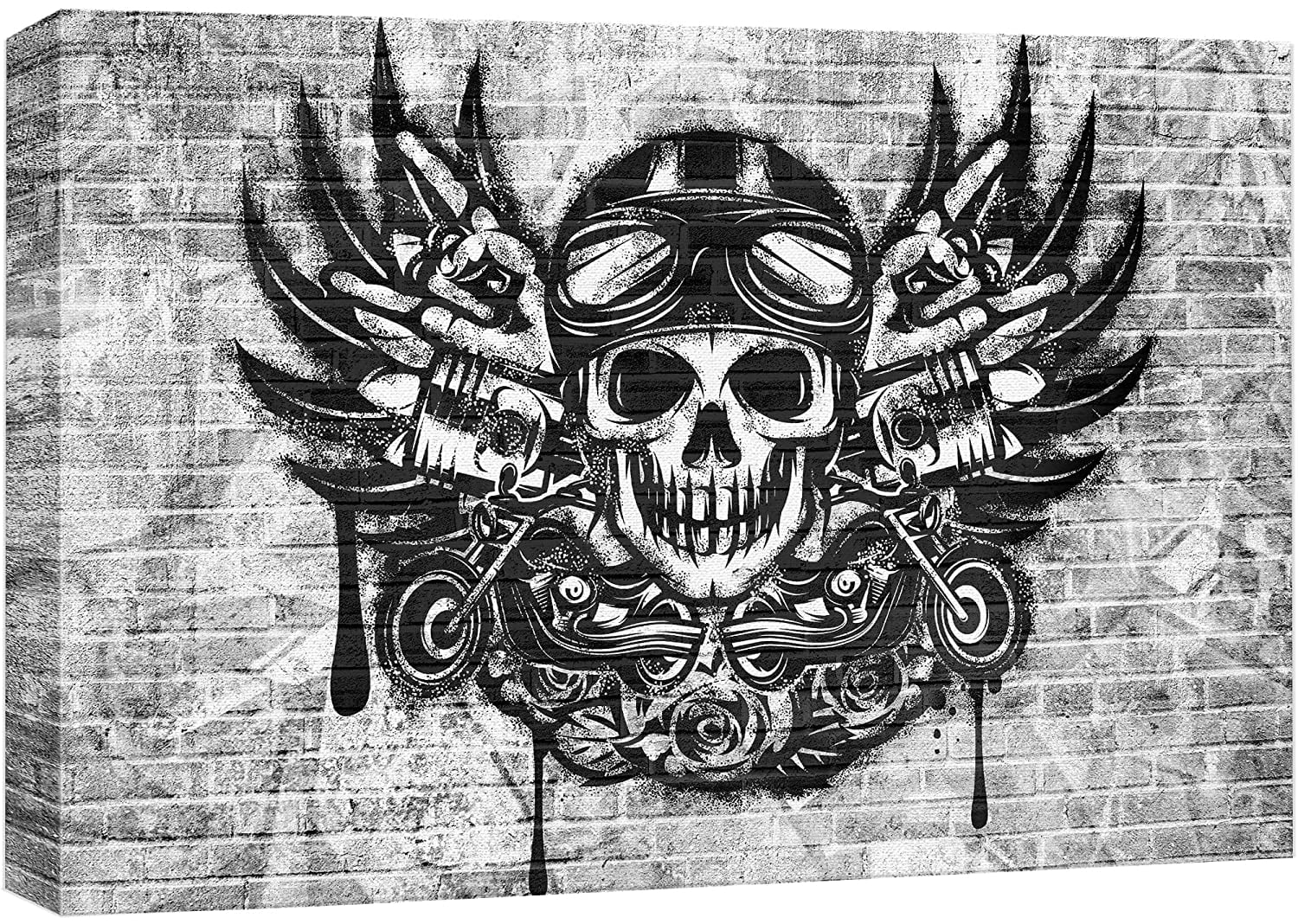 Buy wall26 Canvas Print Wall Art Black & White Spray Paint Motorcycle