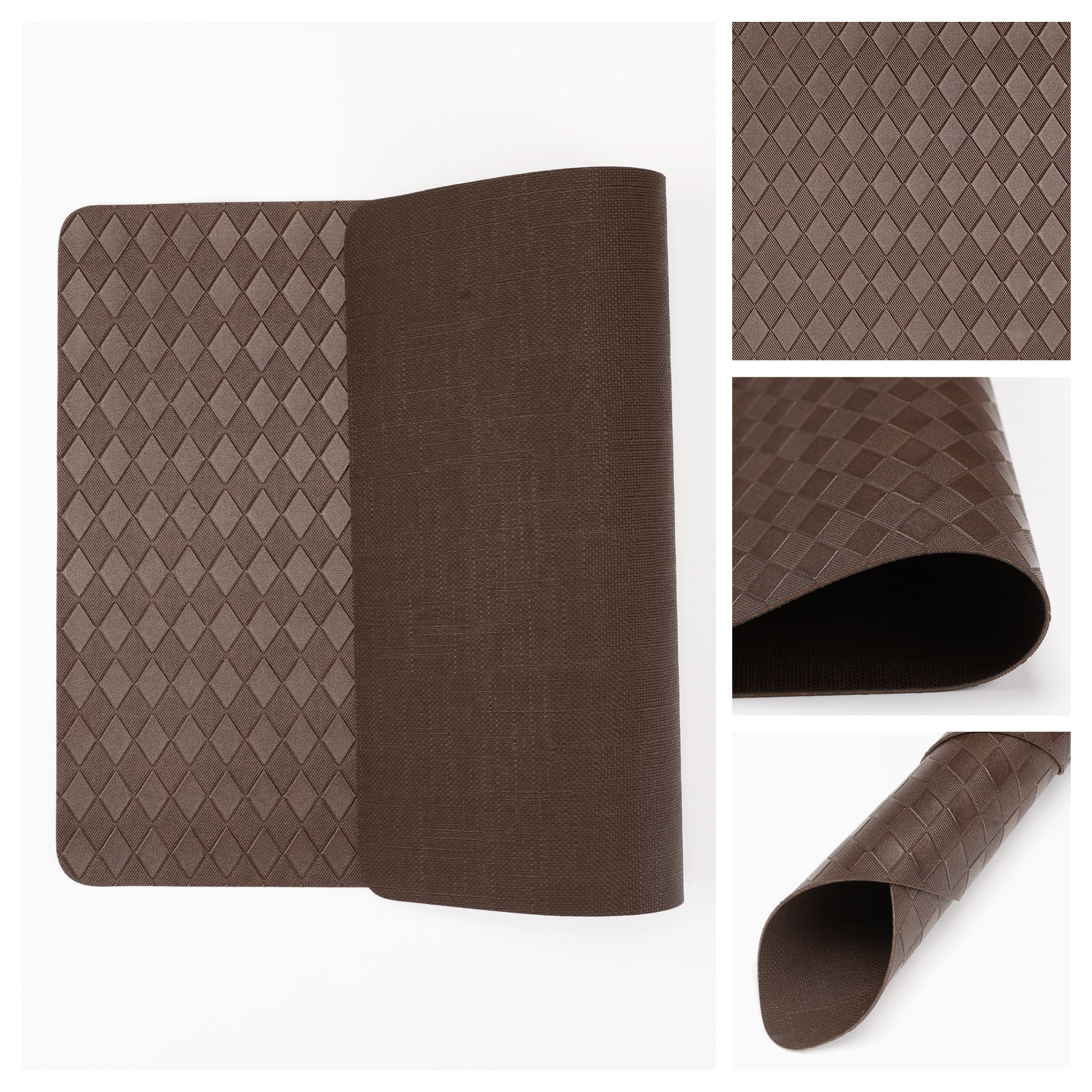 Unique Bargains Set of 6 Leather Placemats for Kitchen Dining Table Dark Brown
