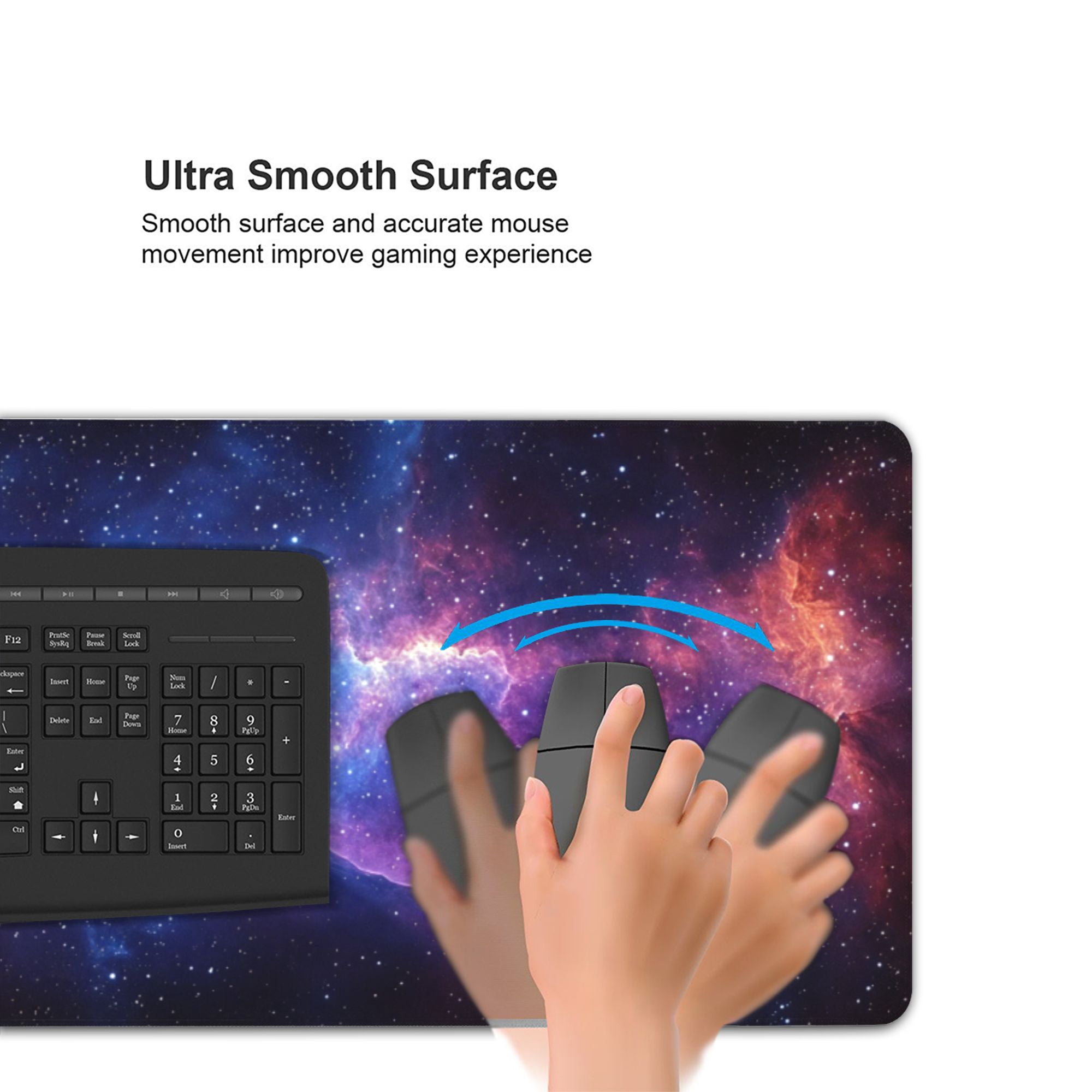NEONWE Starry Night Gaming Mouse Pad Purple Cloud Red Sky Stars Fantastic Large Desktop Mouse Pad with Stitched Edges Non-slip Rubber for Work Game Office Home, 3mm Thick, 31.5 X 15.75 Inch